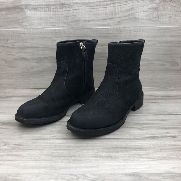 Tory Burch Simone Ankle Boots Women's 6 Black Leather Side Zip Booties - Picture 3 of 13